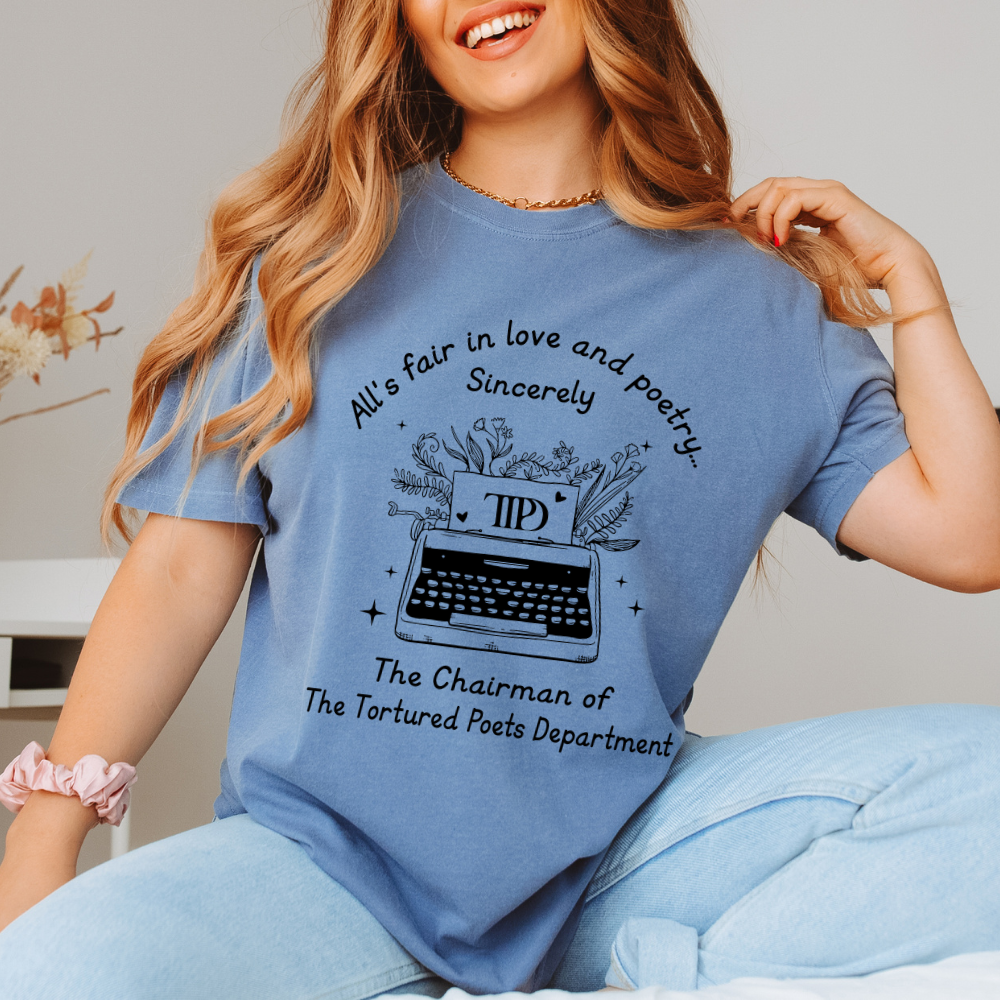 All's Fair in Love and Poetry TTPD Typewriter Comfort Colors T-Shirt (Multiple Colors)
