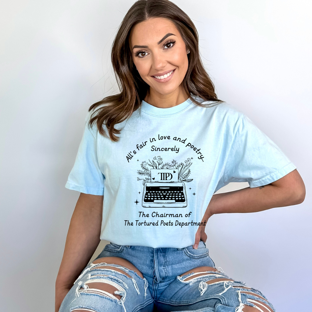 All's Fair in Love and Poetry TTPD Typewriter Comfort Colors T-Shirt (Multiple Colors)