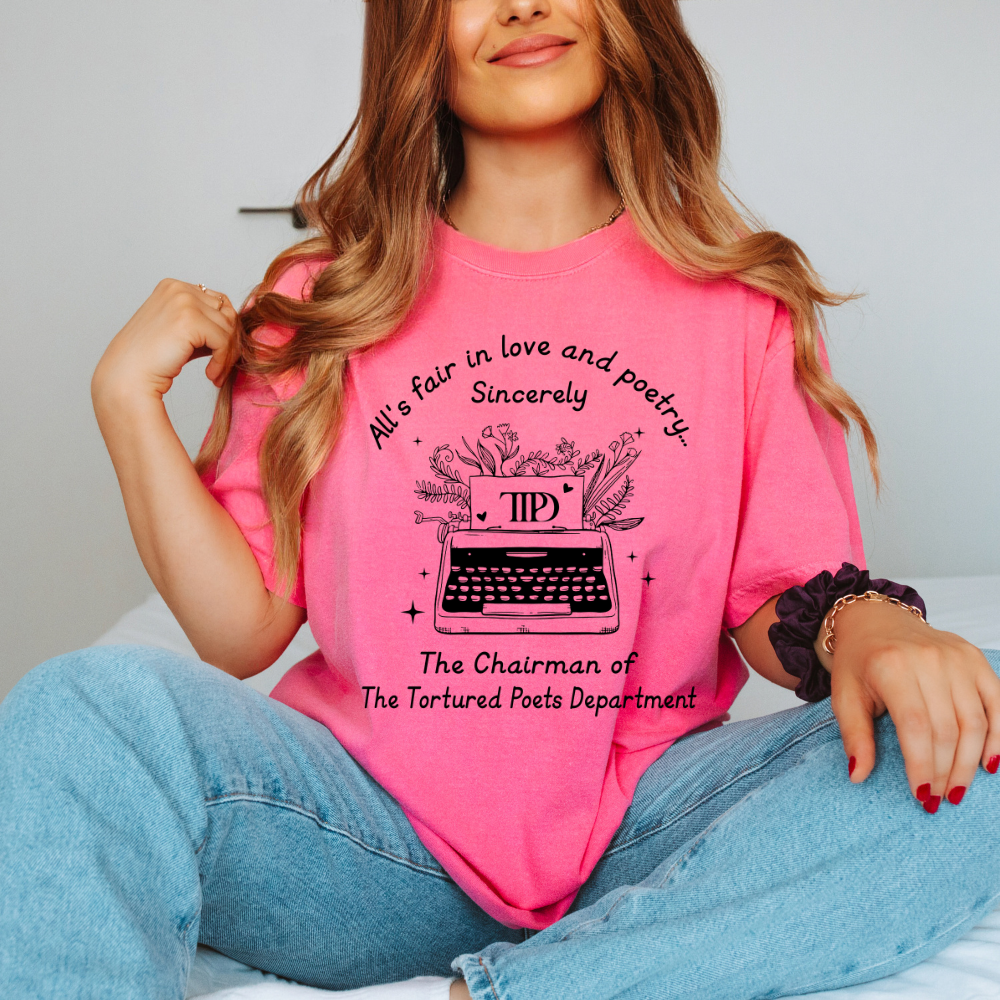 All's Fair in Love and Poetry TTPD Typewriter Comfort Colors T-Shirt (Multiple Colors)