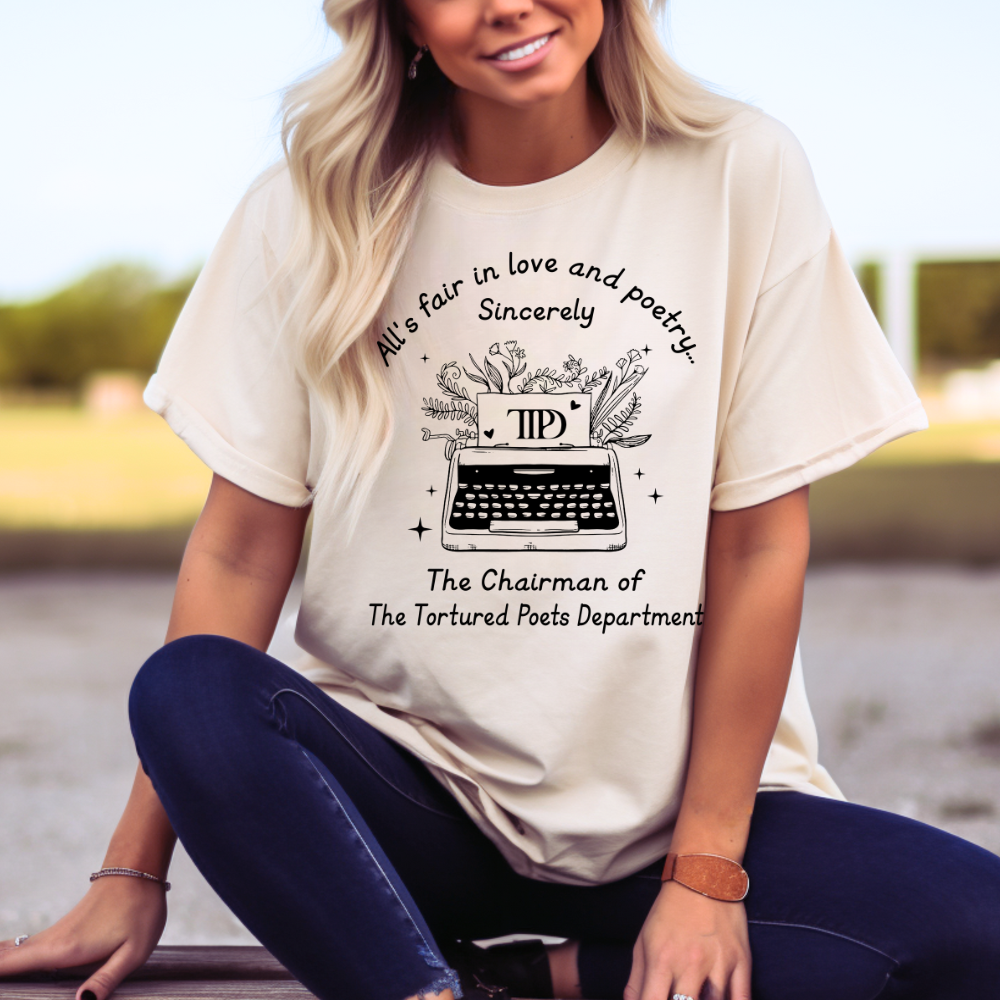 All's Fair in Love and Poetry TTPD Typewriter Comfort Colors T-Shirt (Multiple Colors)