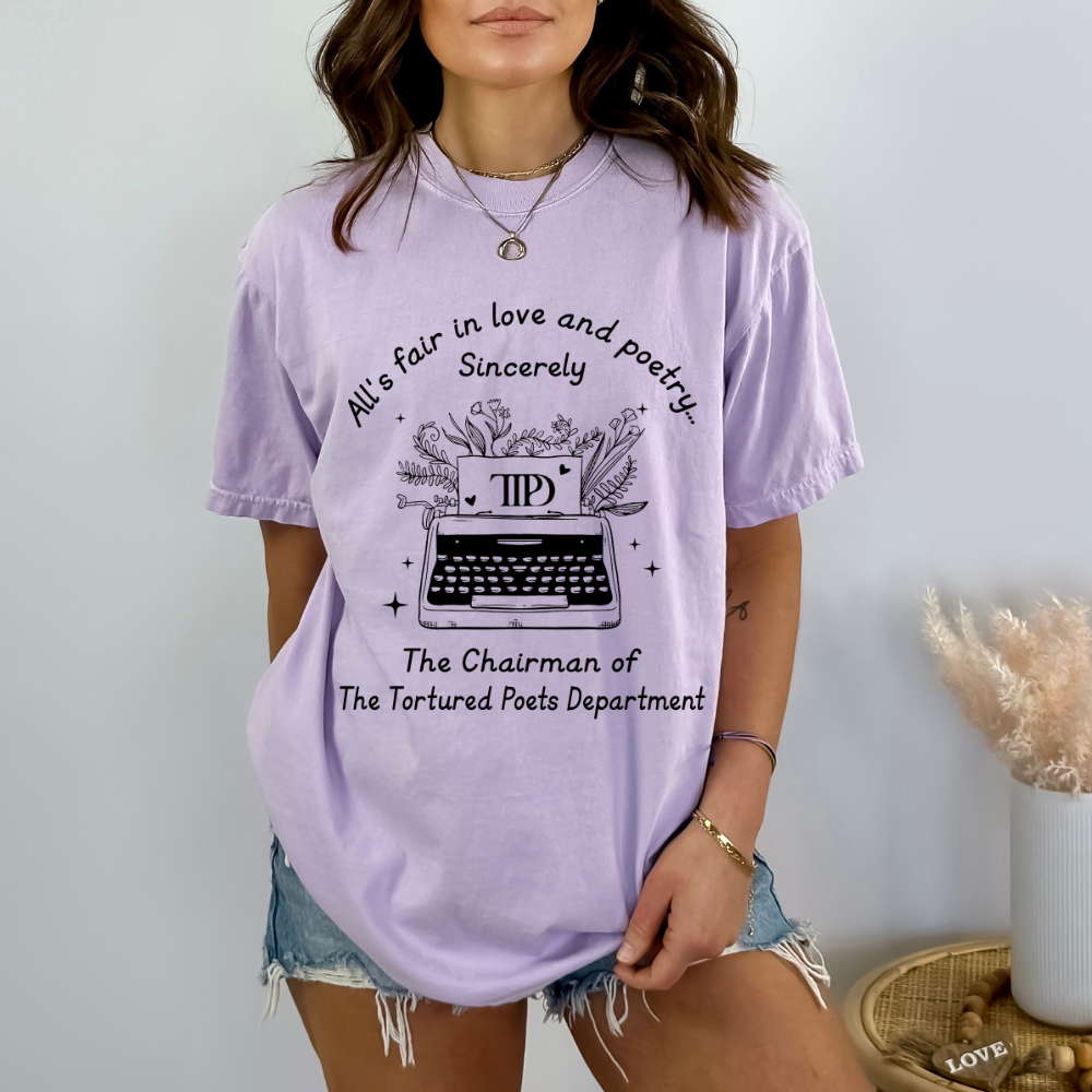 All's Fair in Love and Poetry TTPD Typewriter Comfort Colors T-Shirt (Multiple Colors)