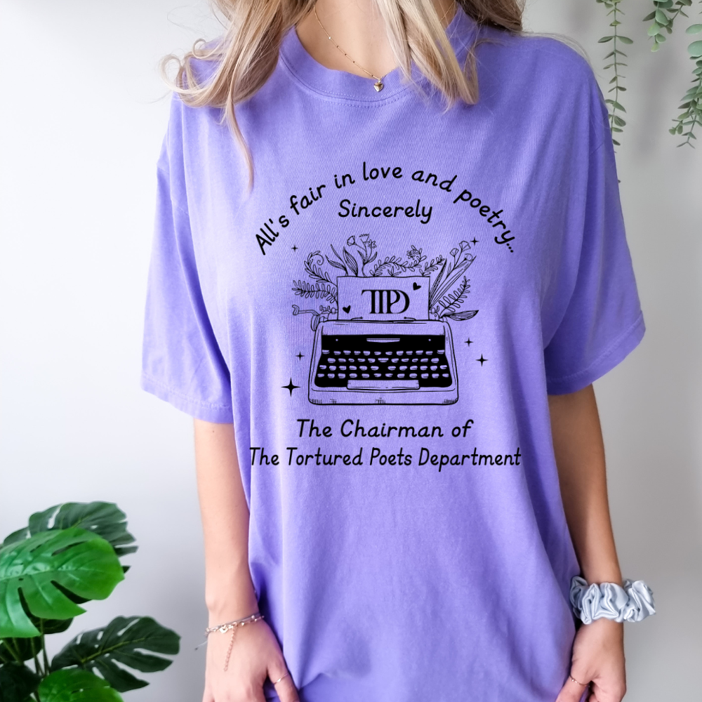 All's Fair in Love and Poetry TTPD Typewriter Comfort Colors T-Shirt (Multiple Colors)