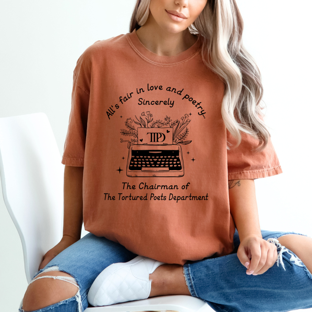 All's Fair in Love and Poetry TTPD Typewriter Comfort Colors T-Shirt (Multiple Colors)