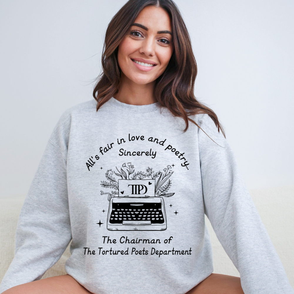 All's Fair in Love and Poetry TTPD Typewriter Crewneck Sweatshirt (Multiple Colors)