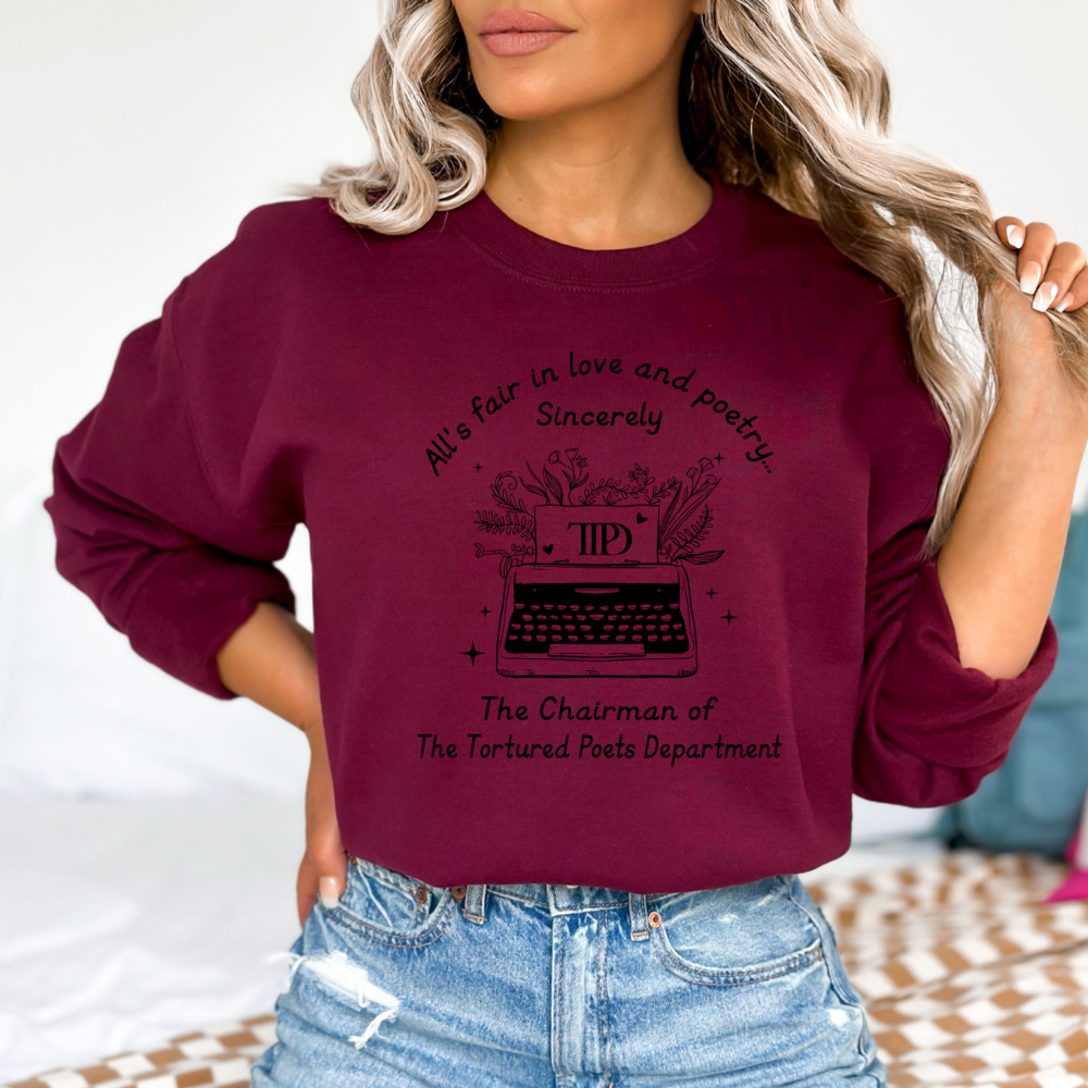 All's Fair in Love and Poetry TTPD Typewriter Crewneck Sweatshirt (Multiple Colors)