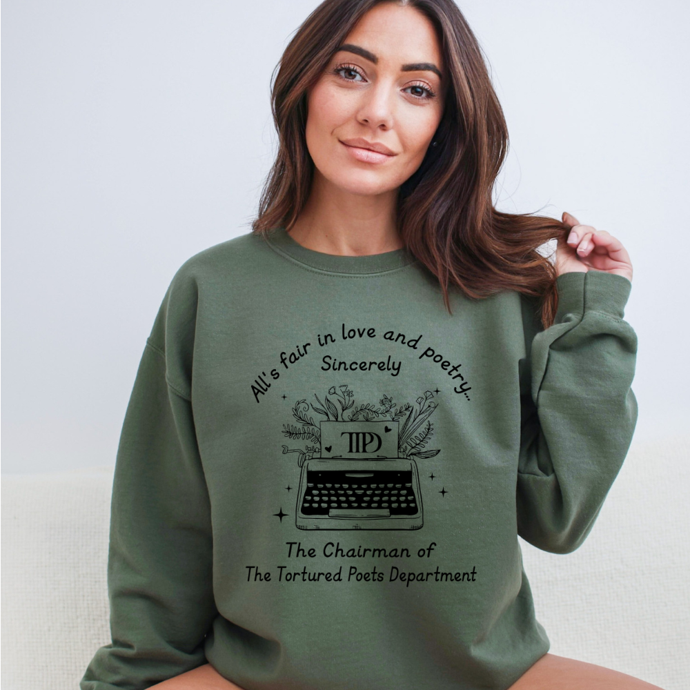 All's Fair in Love and Poetry TTPD Typewriter Crewneck Sweatshirt (Multiple Colors)