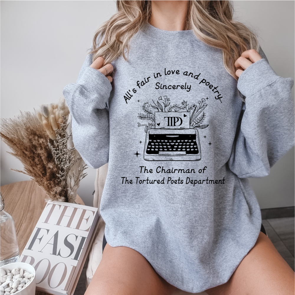 All's Fair in Love and Poetry TTPD Typewriter Crewneck Sweatshirt (Multiple Colors)