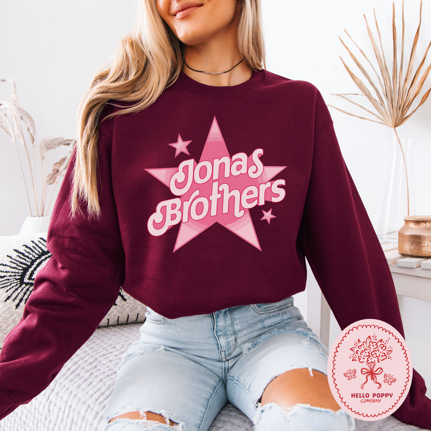 Jonas Brothers Dollhouse Inspired Star Crewneck Sweatshirt