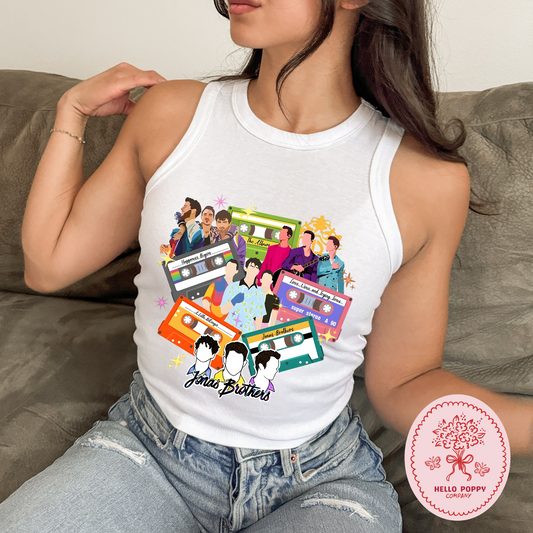 Jonas Brothers Cassette Tapes Micro Ribbed Racerback Tank