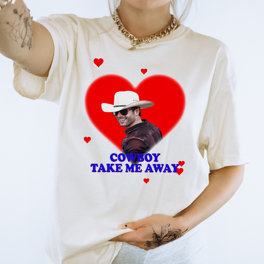 Glen Powell Twisters Movie Cowboy Take Me Away Comfort Colors T-Shirt (Multiple Colors)