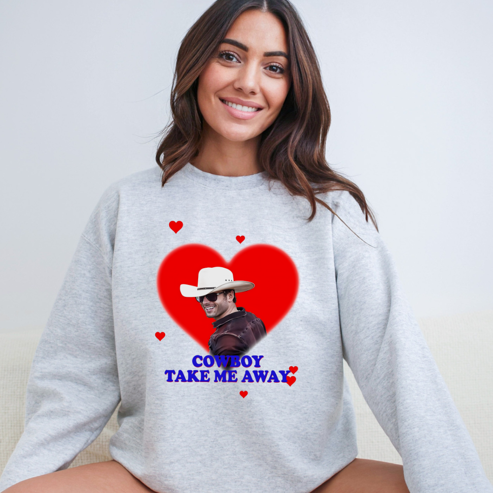 Glen Powell Twisters Movie Cowboy Take Me Away Crewneck Sweatshirt (Multiple Colors)