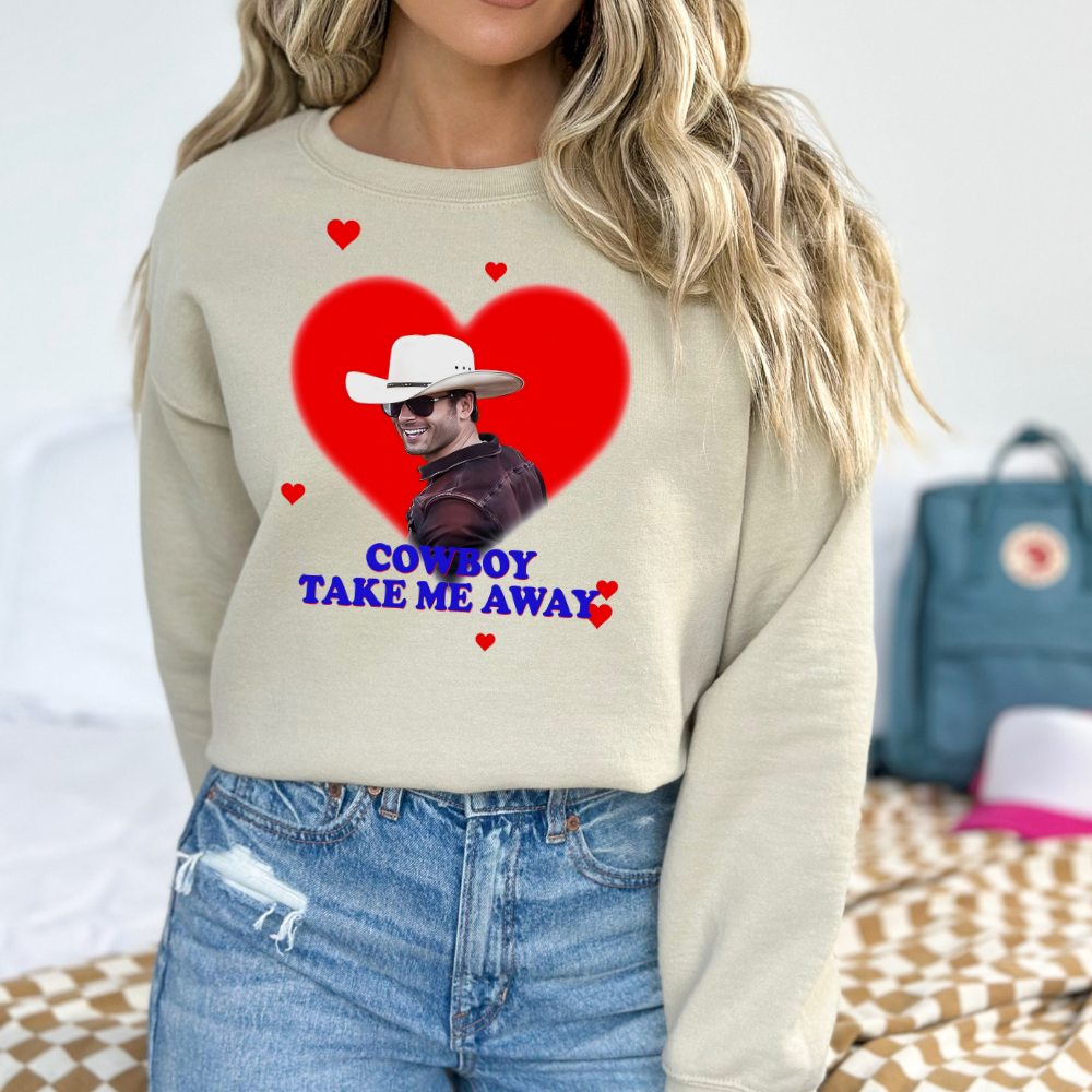 Glen Powell Twisters Movie Cowboy Take Me Away Crewneck Sweatshirt (Multiple Colors)