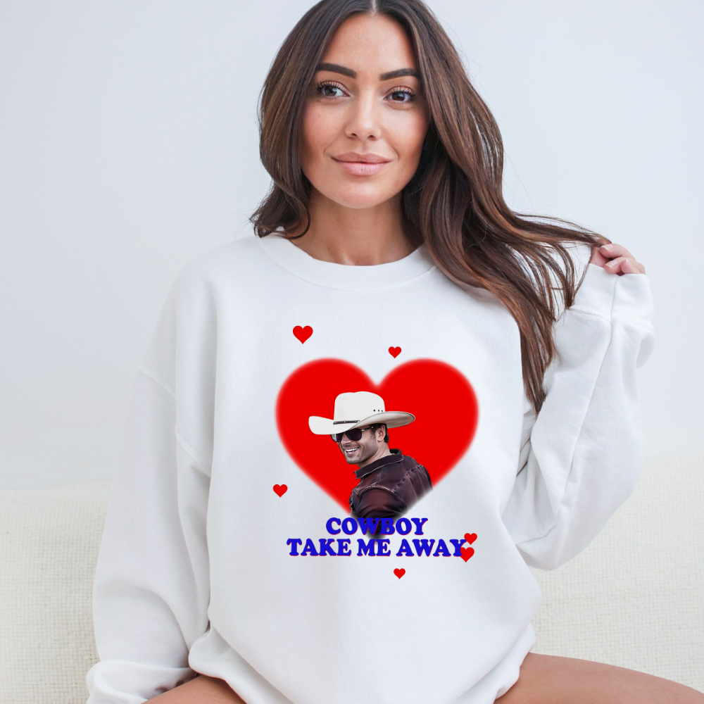 Glen Powell Twisters Movie Cowboy Take Me Away Crewneck Sweatshirt (Multiple Colors)