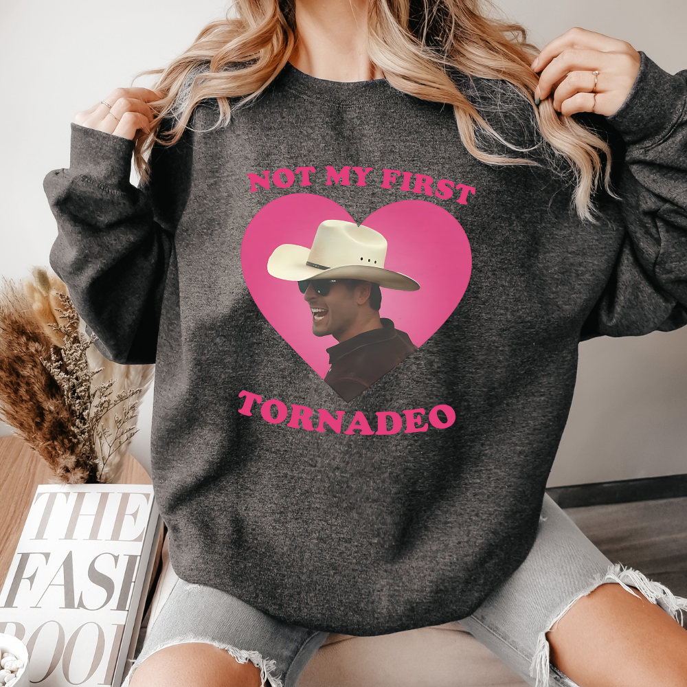 Glen Powell Twisters Movie Not My First Tornadeo Crewneck Sweatshirt (Multiple Colors)