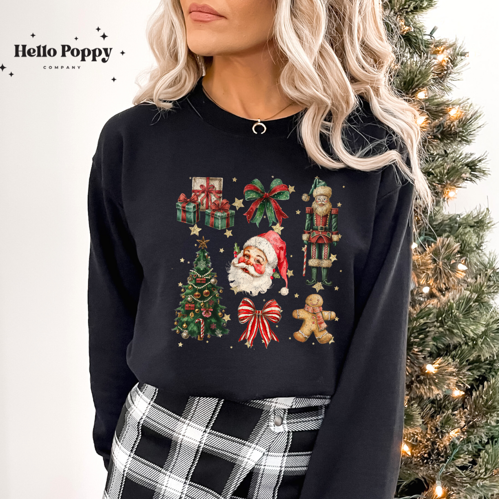 Santa Christmas Coquette Collage Crewneck Sweatshirt