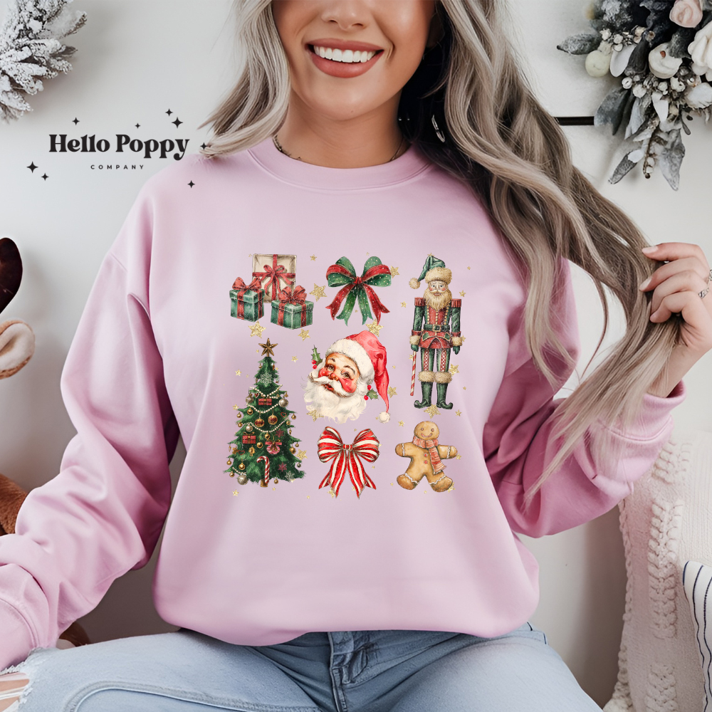 Santa Christmas Coquette Collage Crewneck Sweatshirt