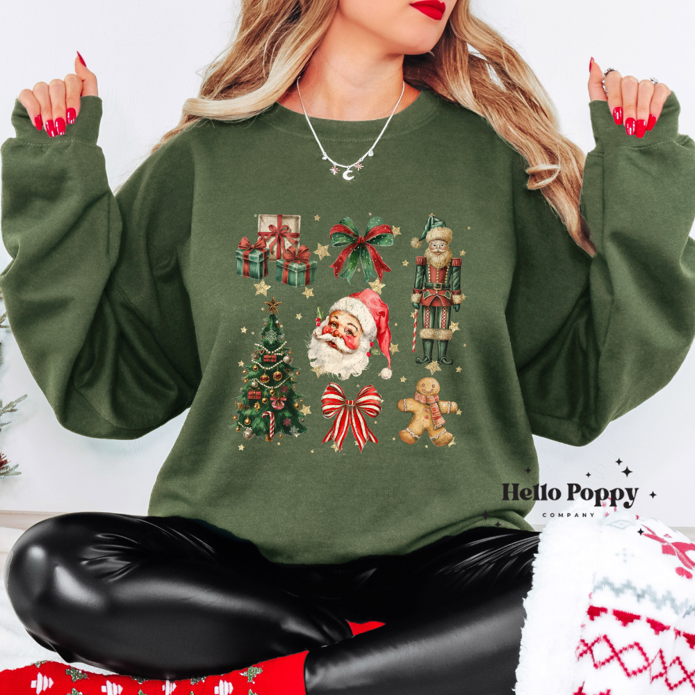 Santa Christmas Coquette Collage Crewneck Sweatshirt