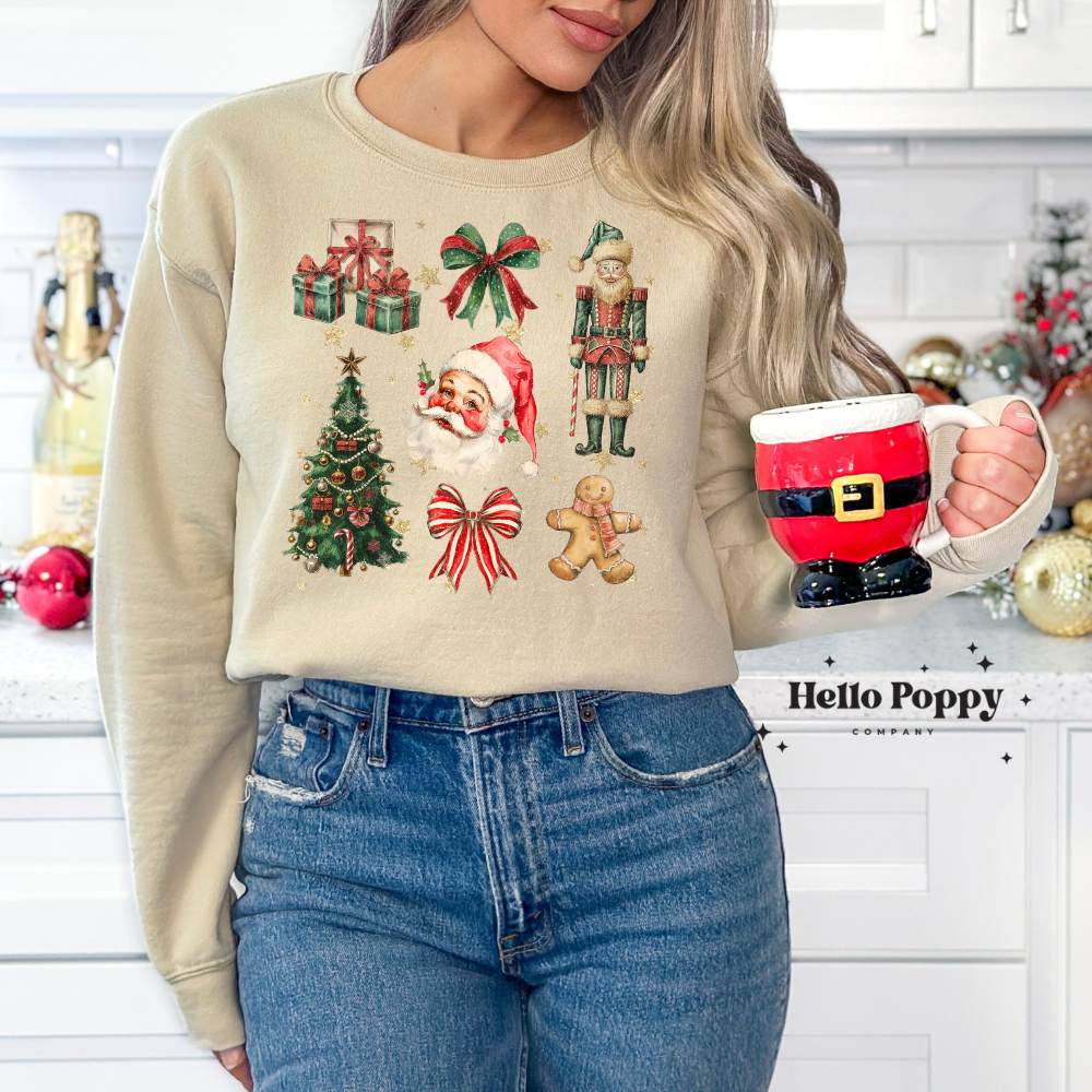 Santa Christmas Coquette Collage Crewneck Sweatshirt