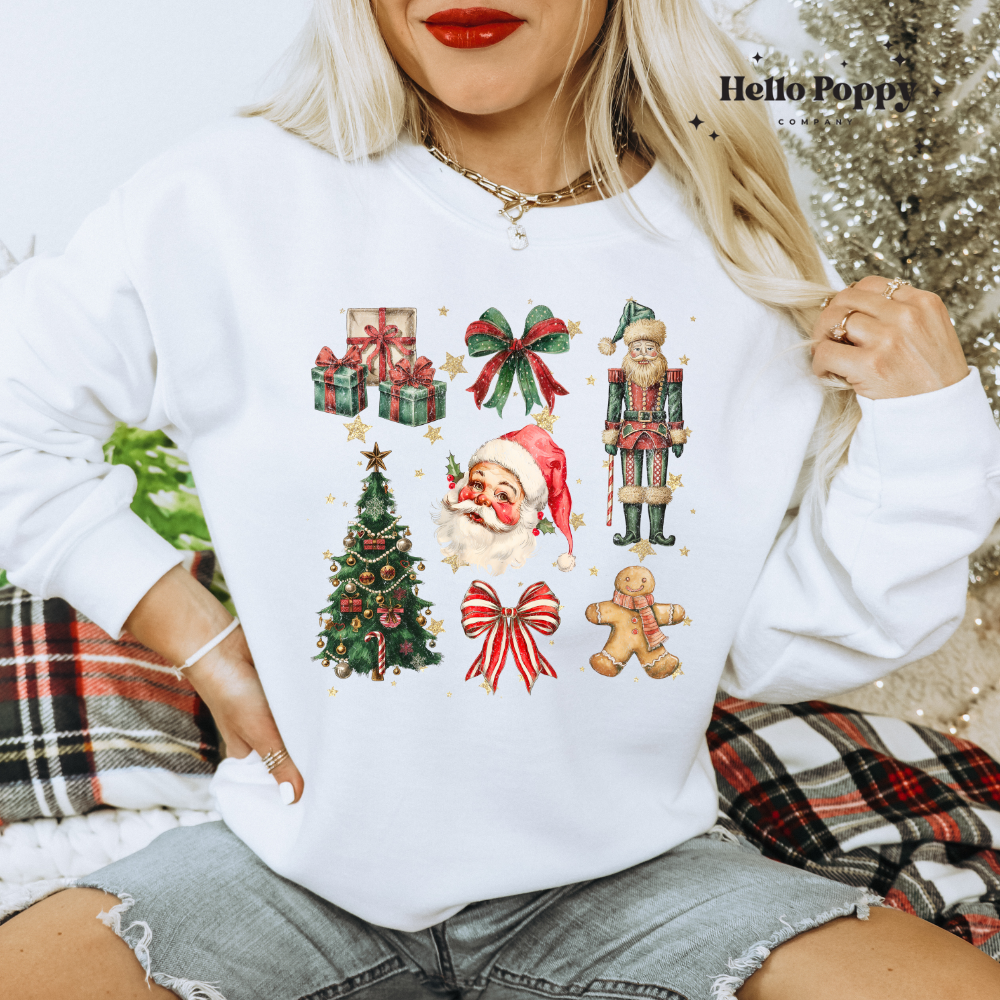 Santa Christmas Coquette Collage Crewneck Sweatshirt