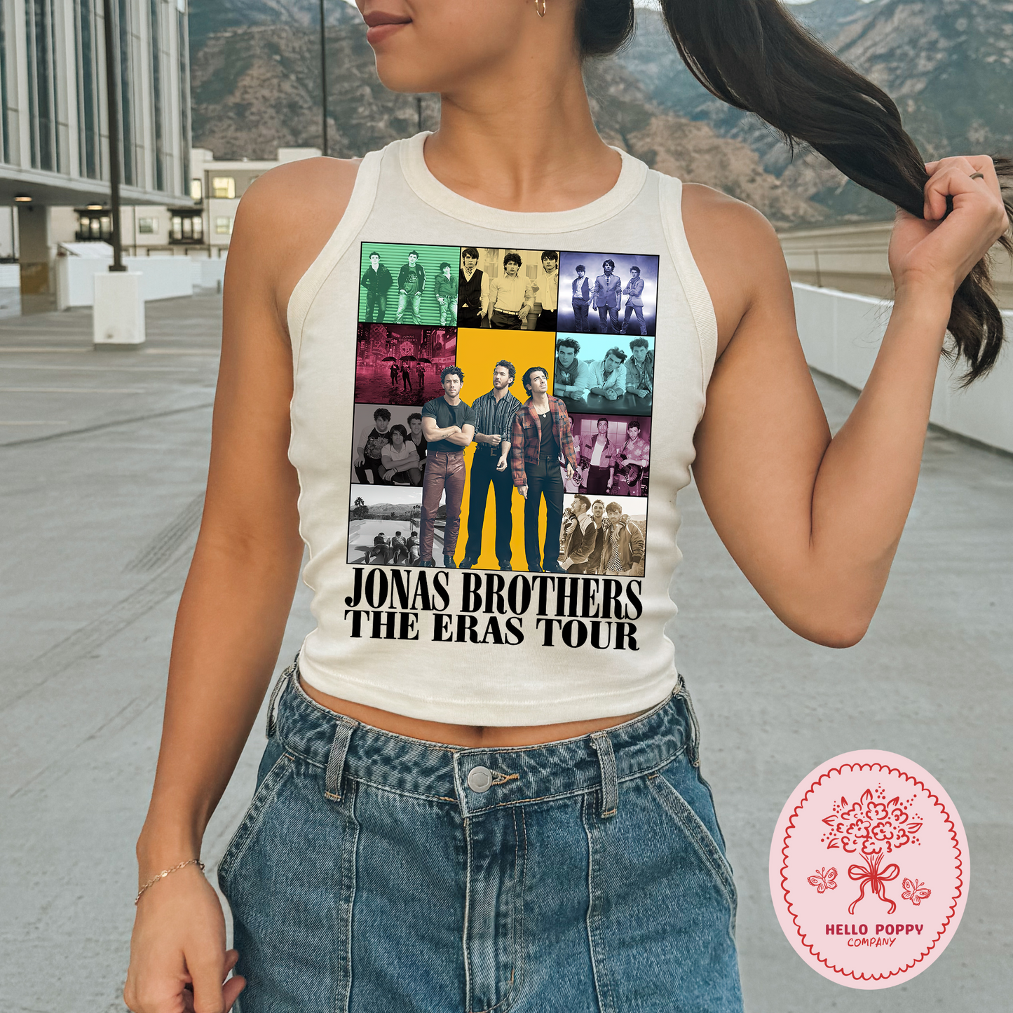 Jonas Brothers The Eras Tour (Black) Micro Ribbed Racerback Tank