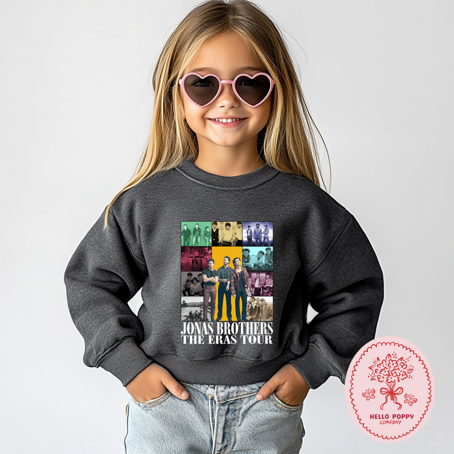 Jonas Brothers The Eras Tour (White) Crewneck Sweatshirt - Youth