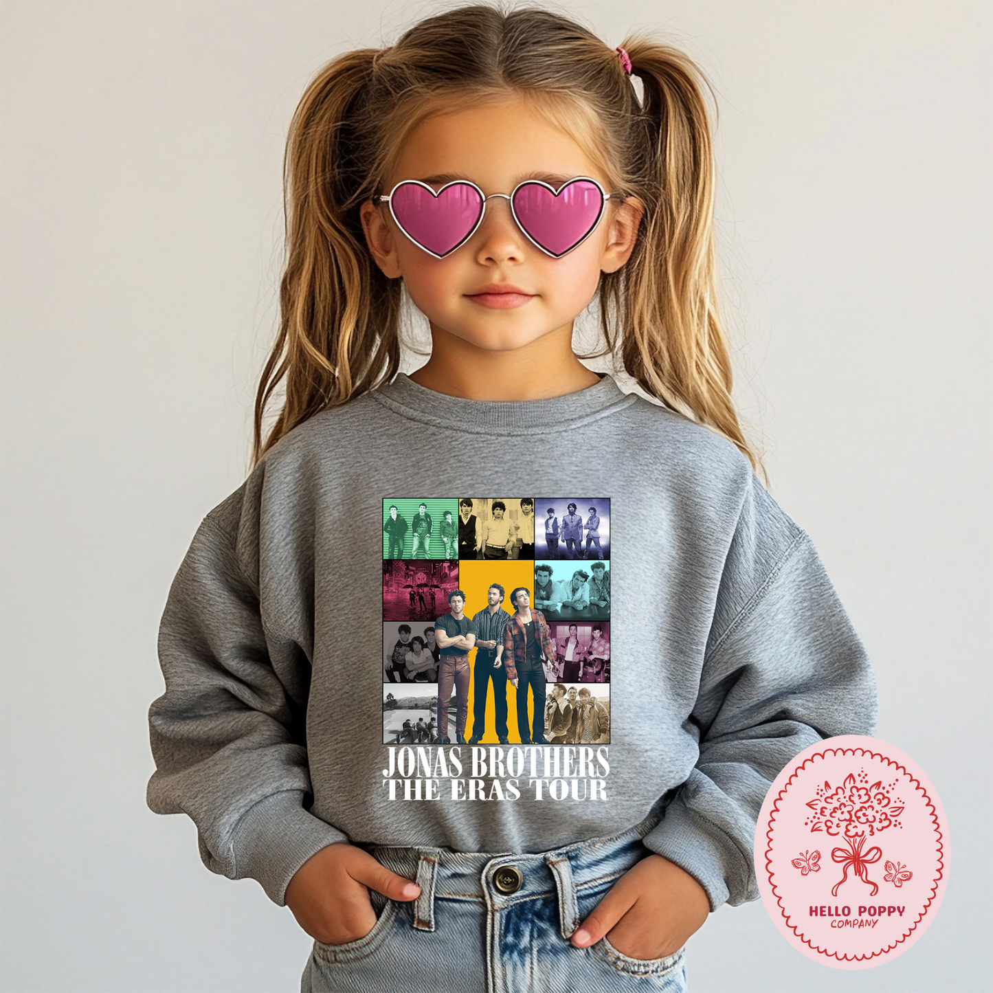 Jonas Brothers The Eras Tour (White) Crewneck Sweatshirt - Youth