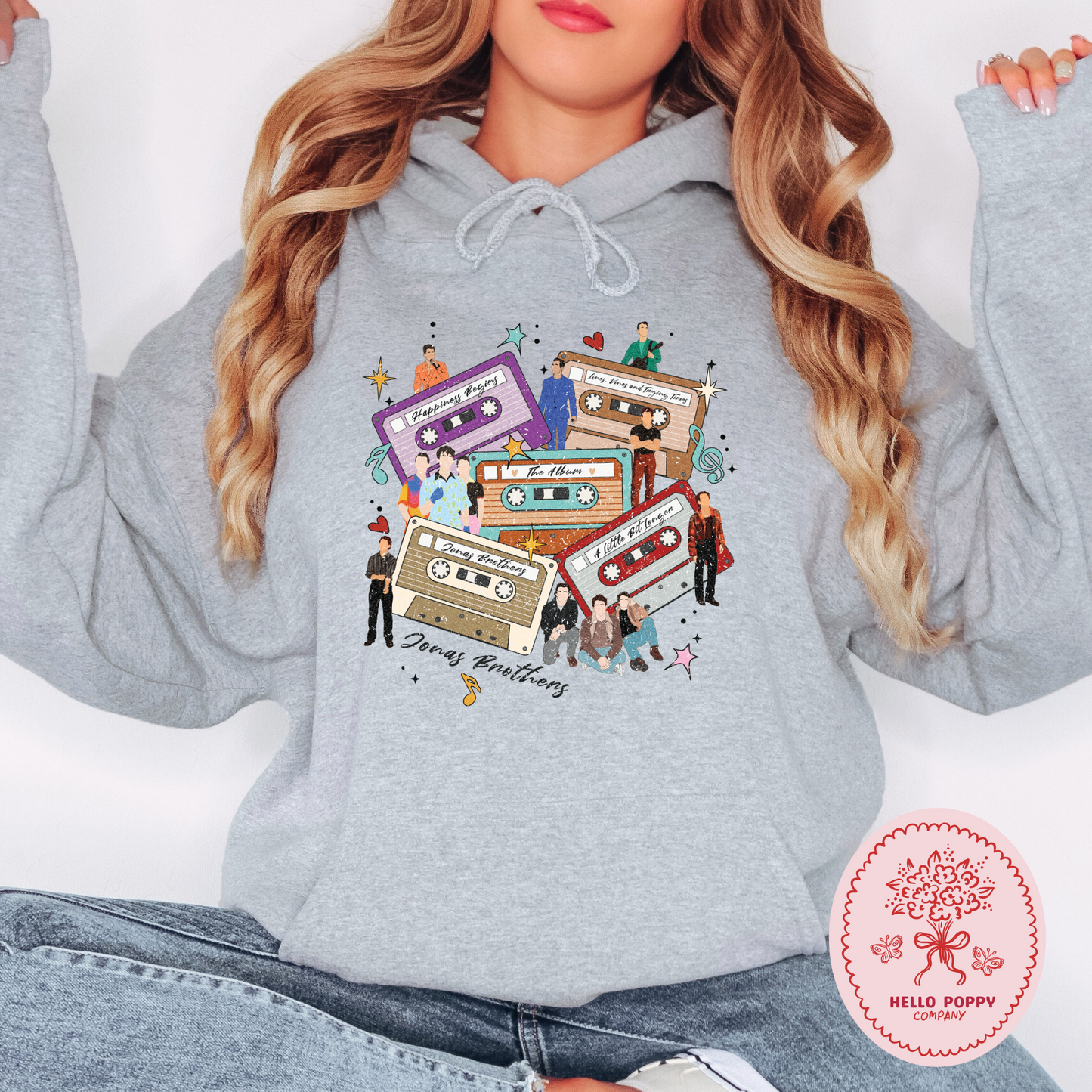 Jonas Brothers Distressed Cassette Tapes Hoodie Sweatshirt