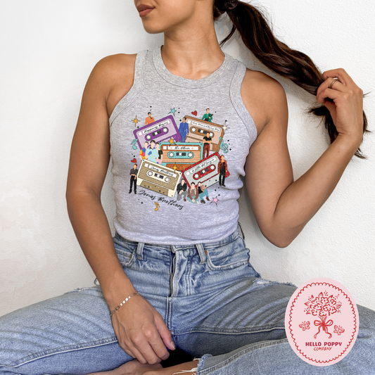 Jonas Brothers Distressed Cassette Tapes Micro Ribbed Racerback Tank