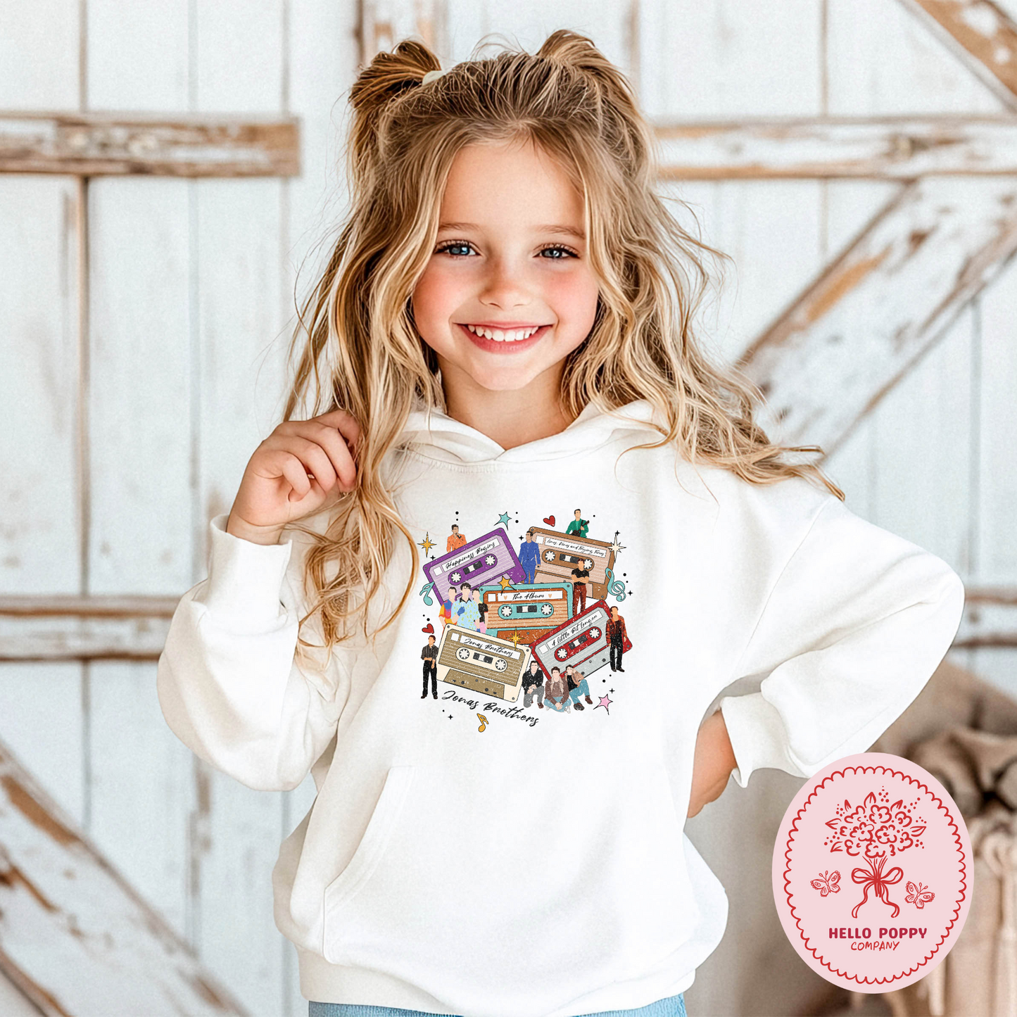 Jonas Brothers Distressed Cassette Tapes Hoodie Sweatshirt - Youth