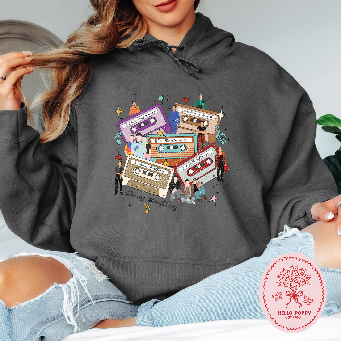 Jonas Brothers Distressed Cassette Tapes Hoodie Sweatshirt