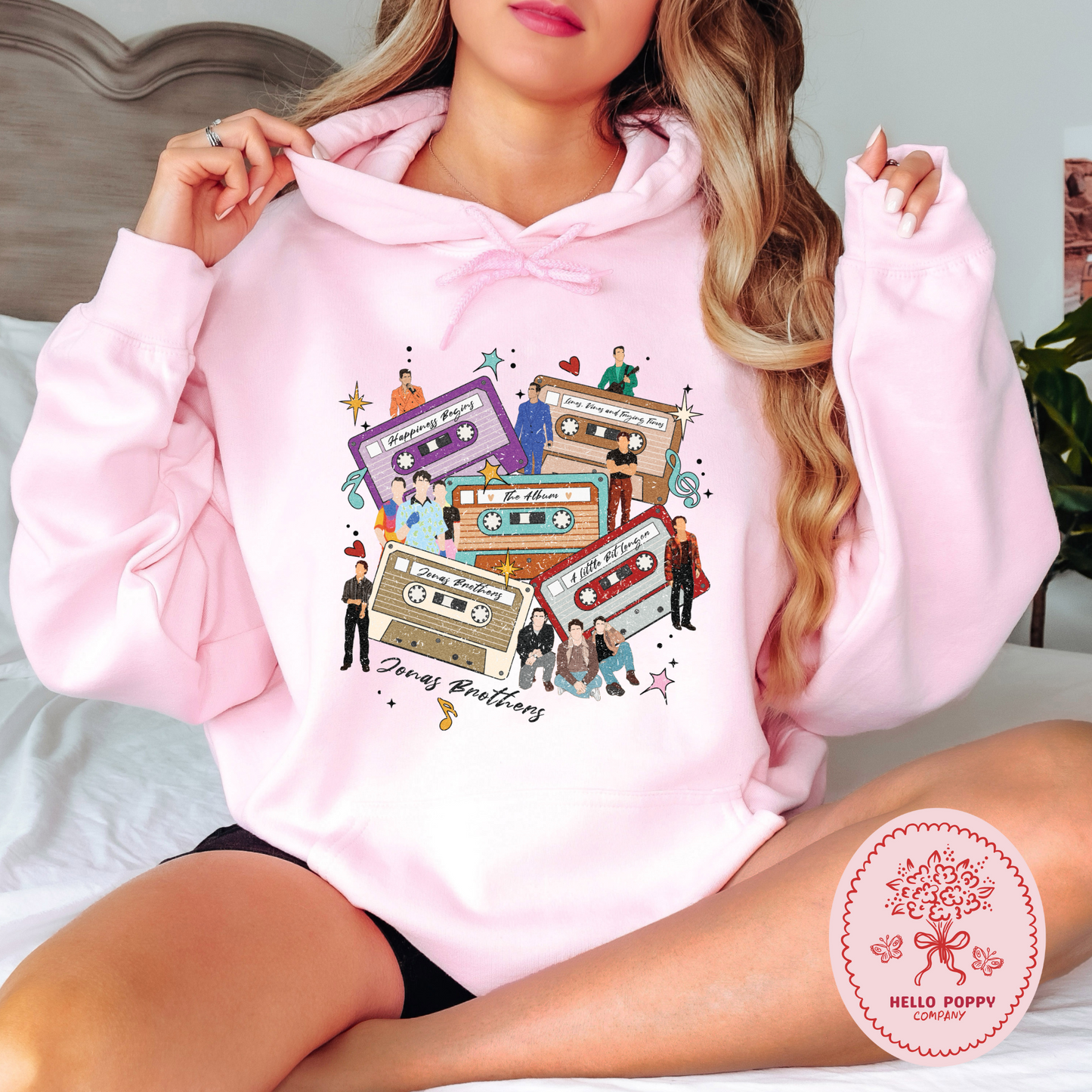 Jonas Brothers Distressed Cassette Tapes Hoodie Sweatshirt