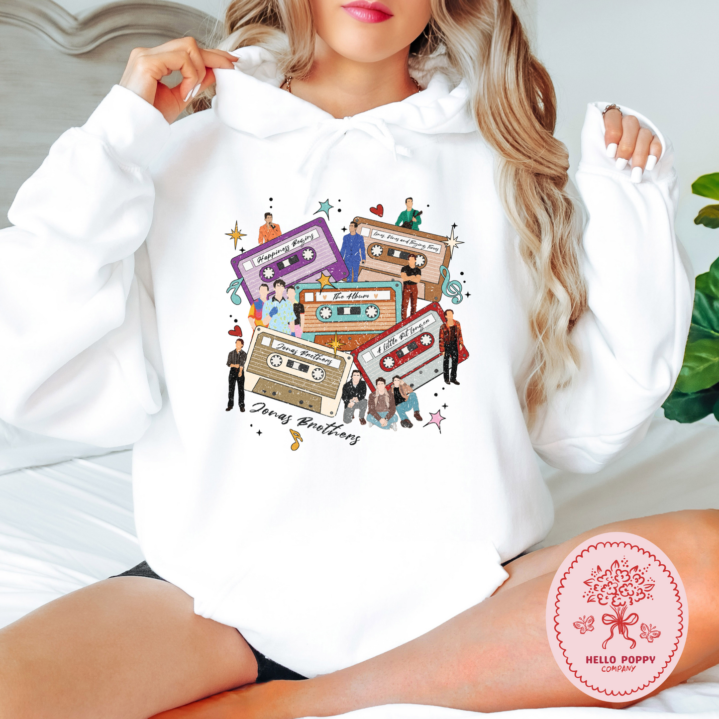 Jonas Brothers Distressed Cassette Tapes Hoodie Sweatshirt