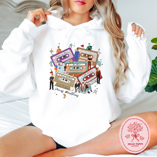 Jonas Brothers Distressed Cassette Tapes Hoodie Sweatshirt