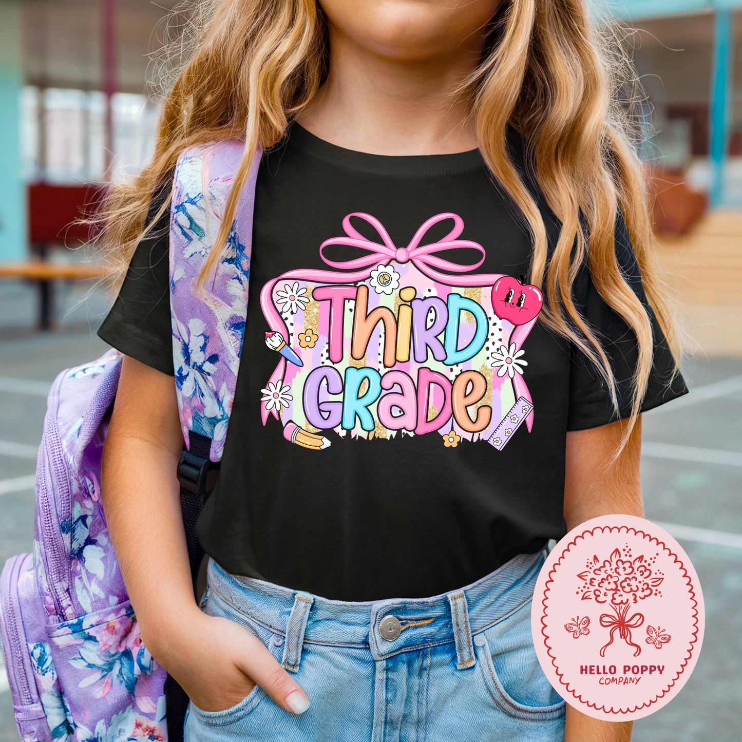 Third Grade School Days Coquette Bow T-Shirt - Youth