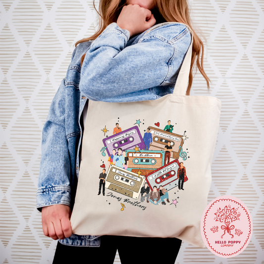 Jonas Brothers Distressed Cassette Tapes Tote Bag