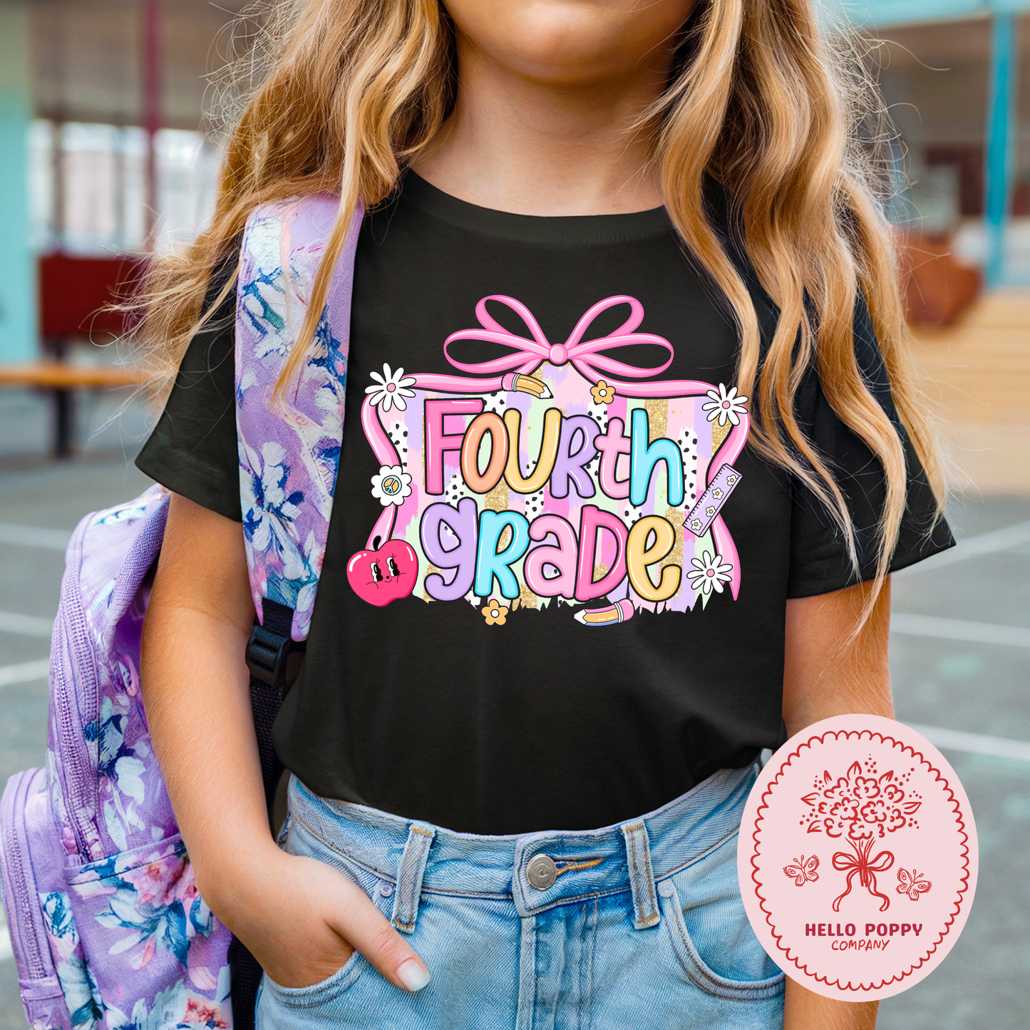 Fourth Grade School Days Coquette Bow T-Shirt - Youth