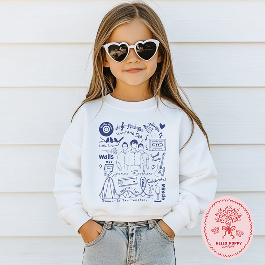 Jonas Brothers The Album Track List (Blue) Crewneck Sweatshirt - Youth