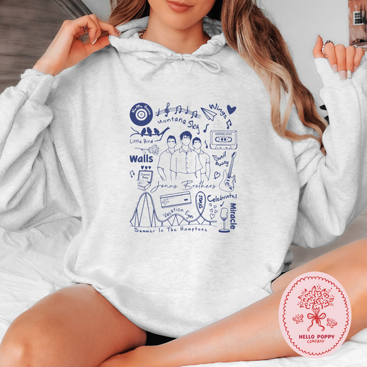 Jonas Brothers The Album Track List (Blue) Hoodie Sweatshirt