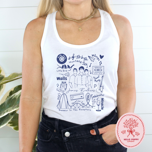 Jonas Brothers The Album Track List (Blue) Racerback Tank