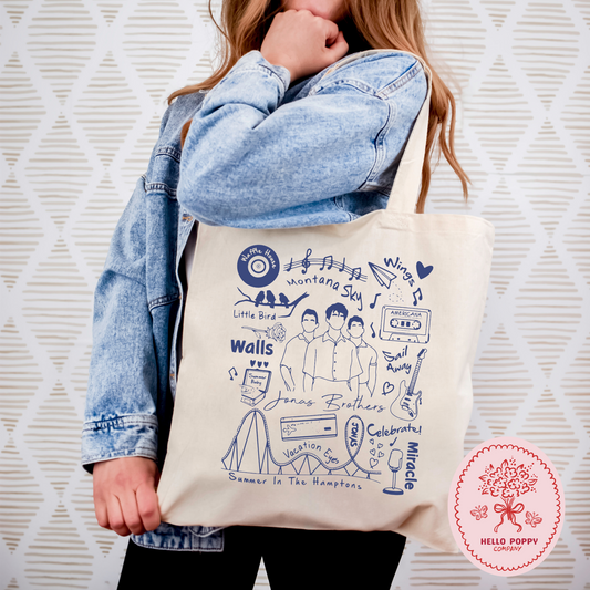 Jonas Brothers The Album Track List (Blue) Tote Bag