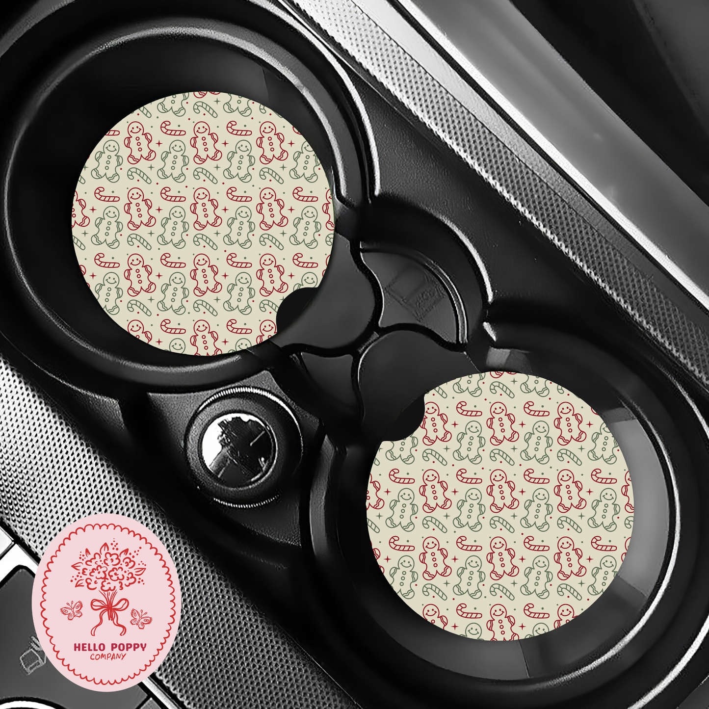 Gingerbread Lane Christmas Car Coasters | Set of 2