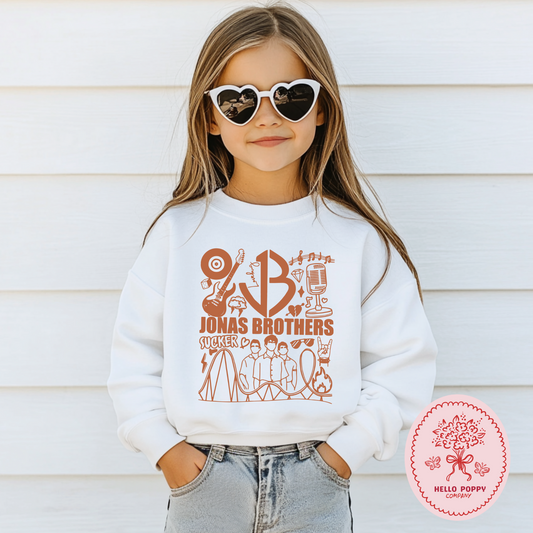 Jonas Brothers Retro JB (Orange) Crewneck Sweatshirt - Youth