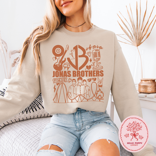 Jonas Brothers Retro JB (Orange) Crewneck Sweatshirt