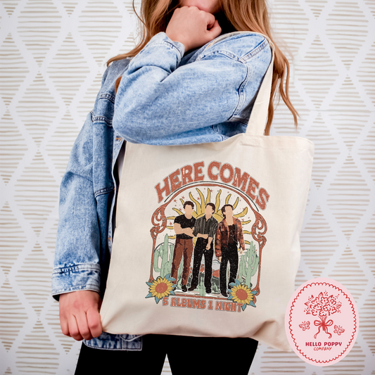 Jonas Brothers Boho 5 Albums 1 Night Tote Bag