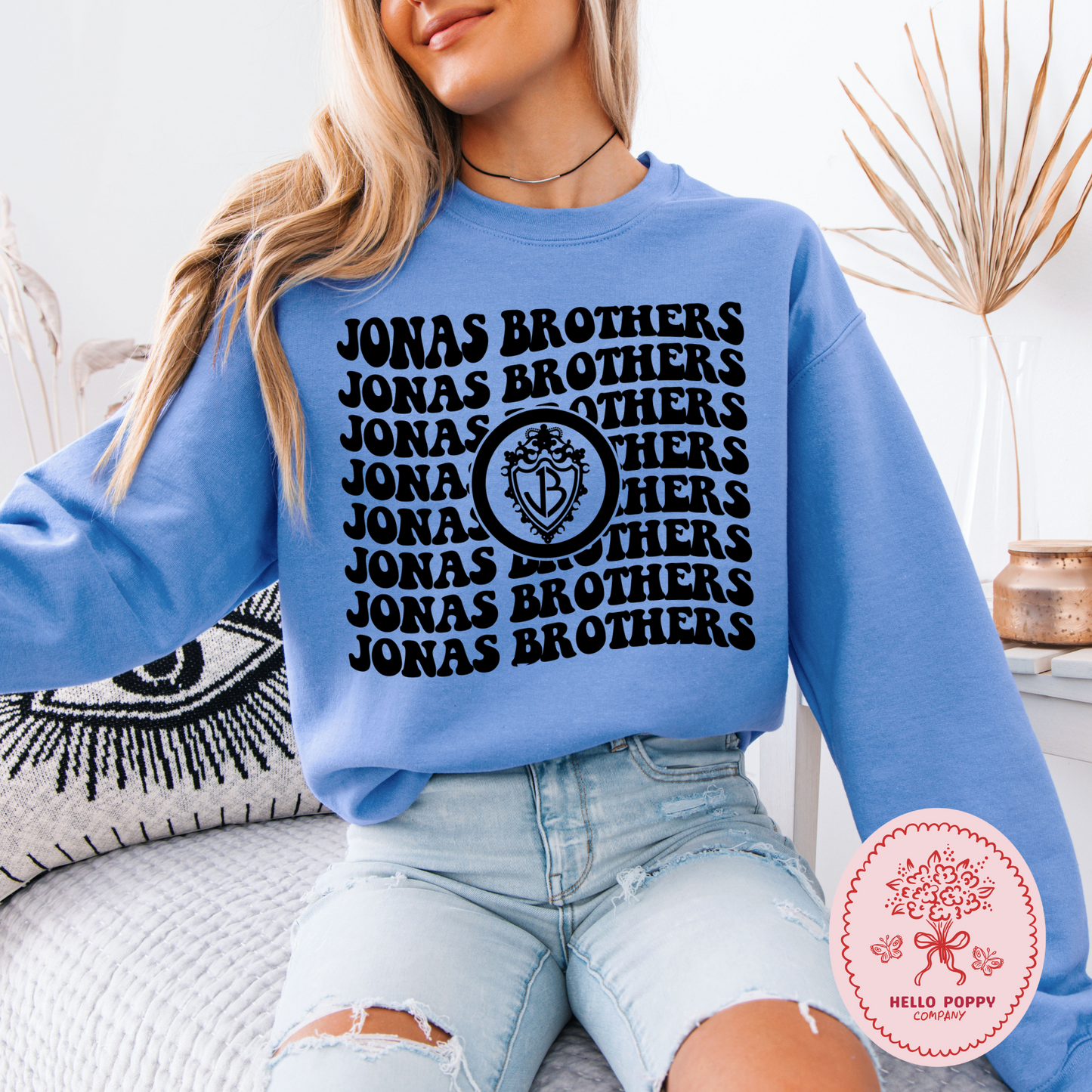 Jonas Brothers Wavy OG Band Logo Crewneck Sweatshirt