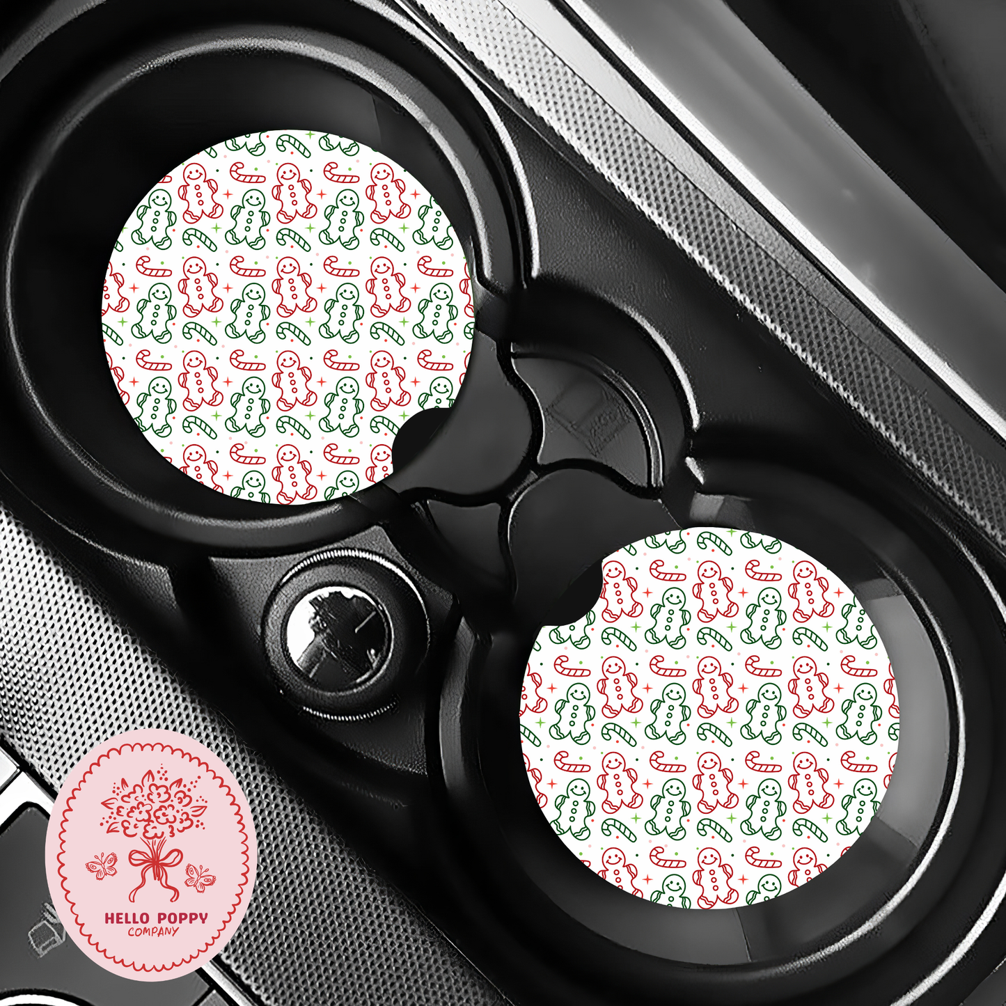 Gingerbread Lane Christmas Car Coasters | Set of 2