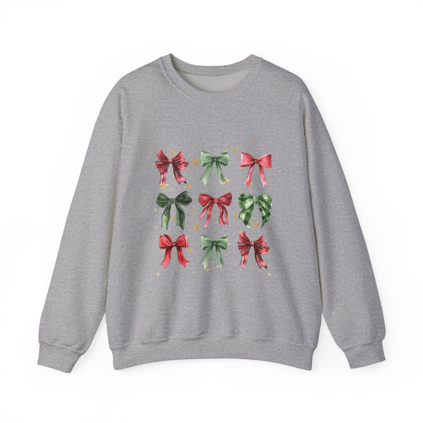 Christmas Bow Gold Stars Coquette Collage Crewneck Sweatshirt