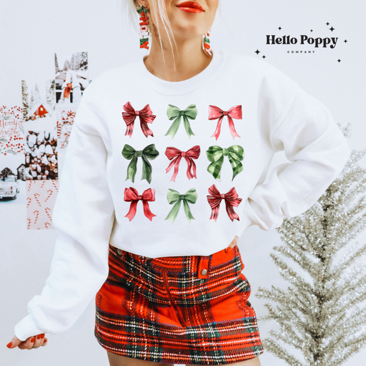 Christmas Bow Coquette Collage Crewneck Sweatshirt