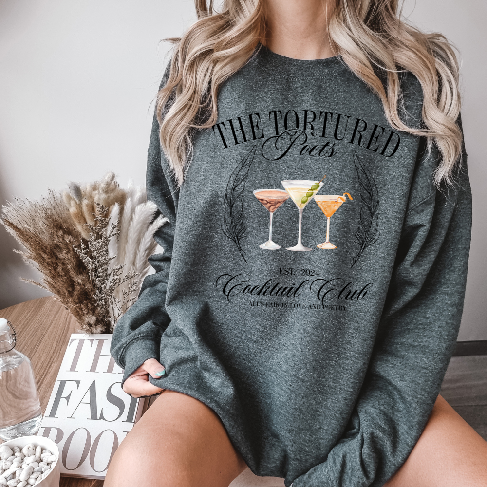 Tortured Poets Department Cocktail Club Crewneck Sweatshirt (Multiple Colors)