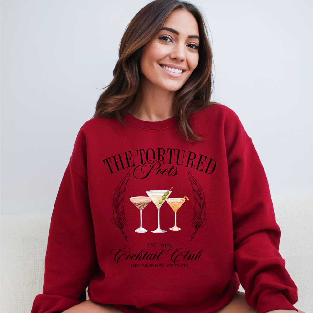 Tortured Poets Department Cocktail Club Crewneck Sweatshirt (Multiple Colors)